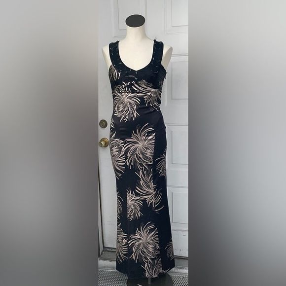 BEBE Women’s Y2K Stretch Silk Cocktail Formal Maxi Dress Gown size XS - Picture 6 of 14